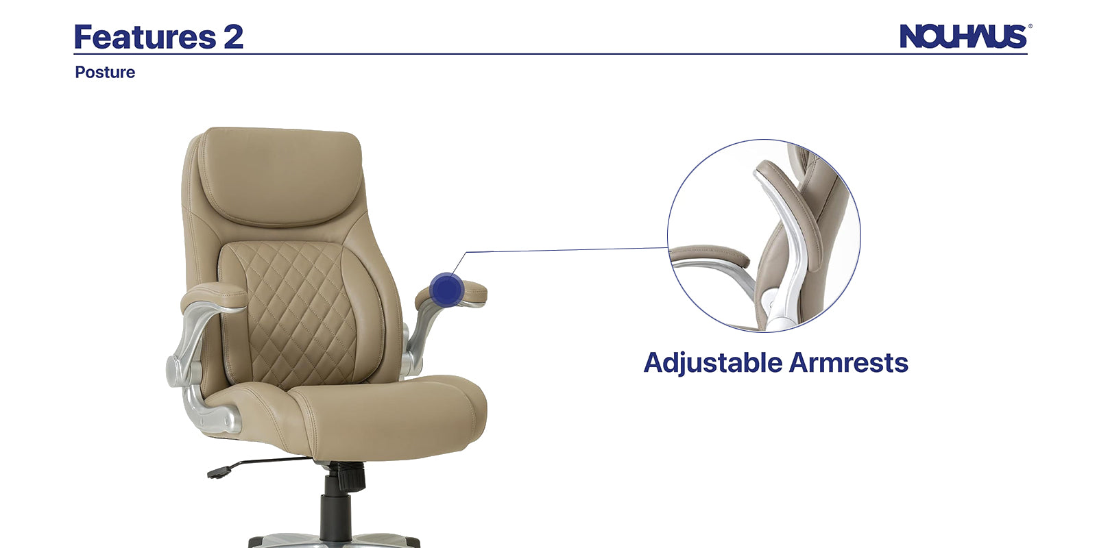 NOUHAUS Posture Ergonomic PU Leather Office Chair Nouhaus Inc