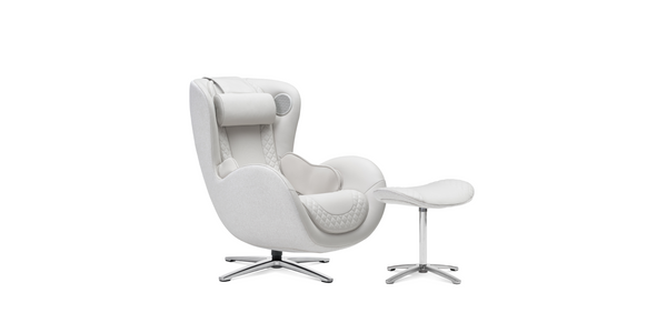 Elder White "Classic V2" Massage Chair with Ottoman