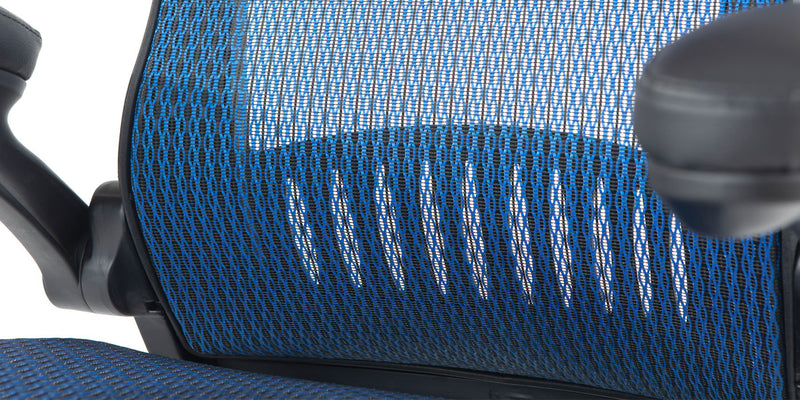 Close up of the ErgoFlip Mesh Computer Chair - Blue
