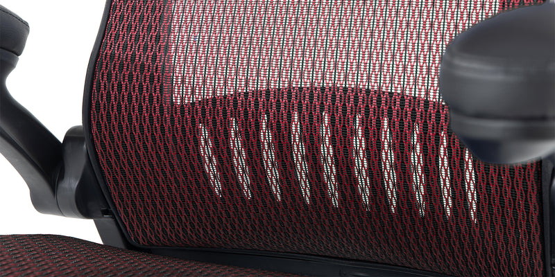 Close up of the fabric of the ErgoFlip Mesh Computer Chair - Burgundy